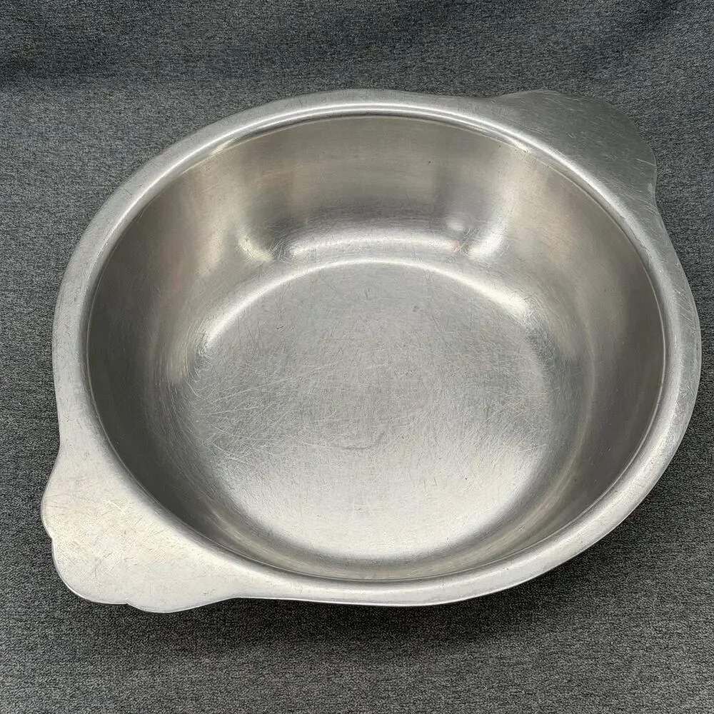 Vintage MCM Stainless Steel SOLID METAL 2.5lb Heavy Duty Mixing Bowl Cookware